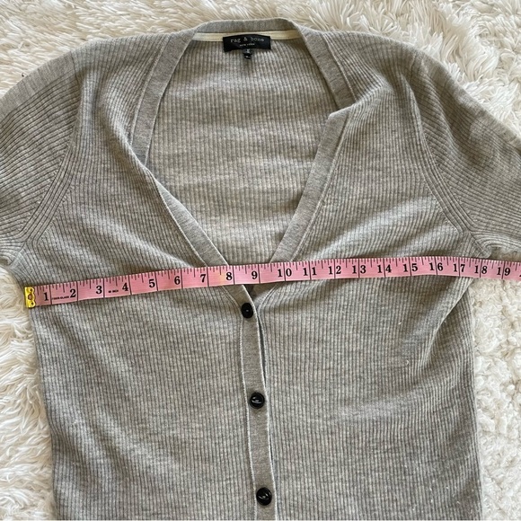 rag & bone | 100% Cashmere Button Down Ribbed Grey Cardigan - Picture 6 of 8